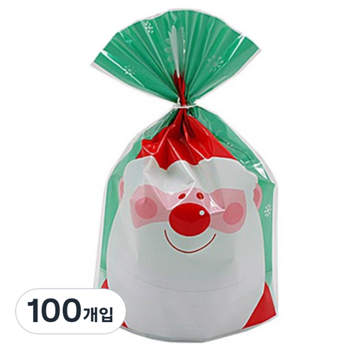 이홈베이킹 크리스마스 OPP 투명비닐 대S, M형 산타, 100개입