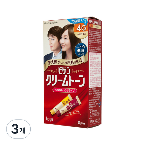 비겐 크림톤 염색제, 4G자연밤색, 3개