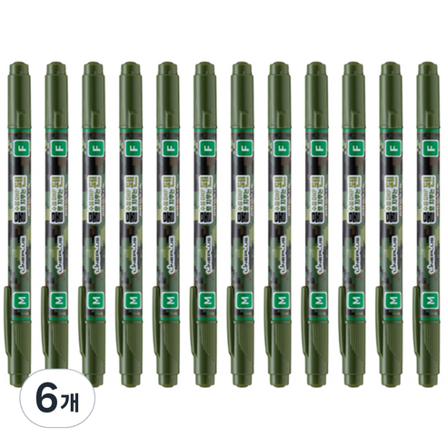 라인플러스 OHP펜 1mm 물펜MF 0.4mm 12p, 녹색, 6개