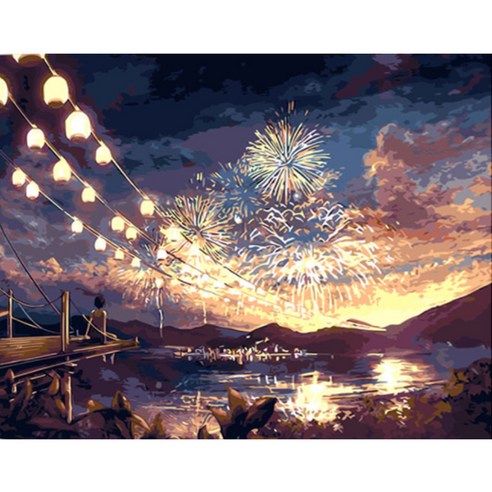 명화 팝 아트 유화 페인팅 DIY 어른 그림 그리기 캔버스 액자 대형, 7불꽃축제, 1개