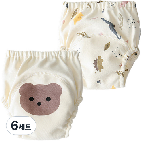 조이멀티 남아용 크림패턴 레몬 공룡 배변훈련팬티 2p, 랜덤발송, 6세트