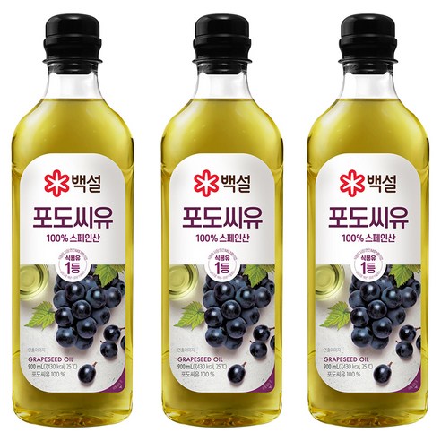 백설 포도씨유, 900ml, 3개