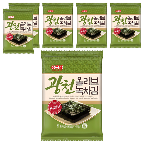 삼육김 광천 올리브녹차김 전장김, 6개, 20g