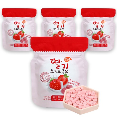 짱죽 딸기 요거트큐브 간식, 16g, 4개