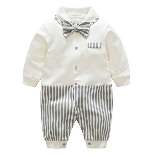 맘스케어 줄무늬보타이 풀스냅 우주복 Y026BCAA081