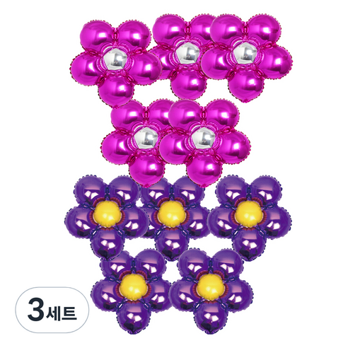 파티쇼 플라워 은박 풍선 푸치샤 5p + 퍼플 5p, 혼합 색상, 3세트
