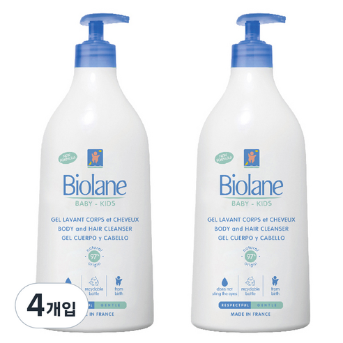 비올란 베이비 바디 앤 헤어 클렌저, 750ml, 4개입