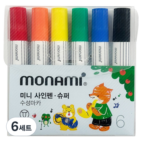 모나미 mini 사인펜 슈퍼 6색 세트, 혼합색상, 6세트