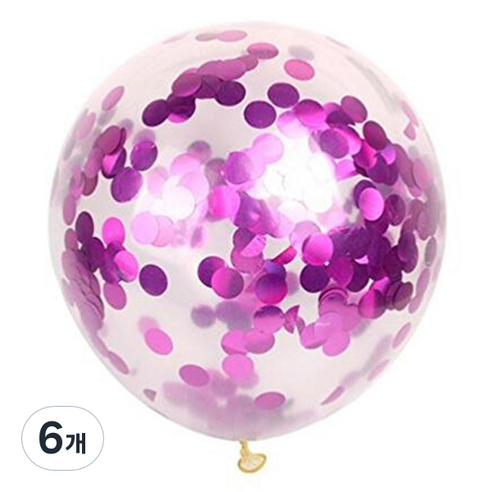 파티복닷컴 투명 컨페티 풍선 90cm, 퍼플, 6개