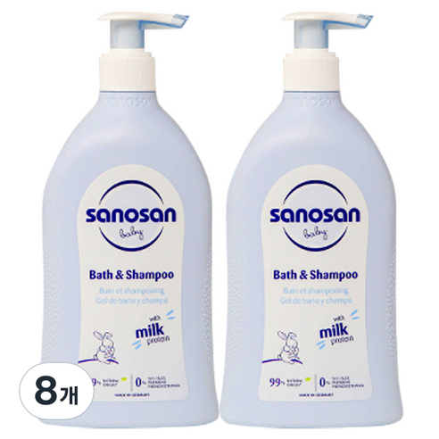 사노산 유아용 2.0 바스 앤 샴푸 베이비파우더향, 500ml, 8개