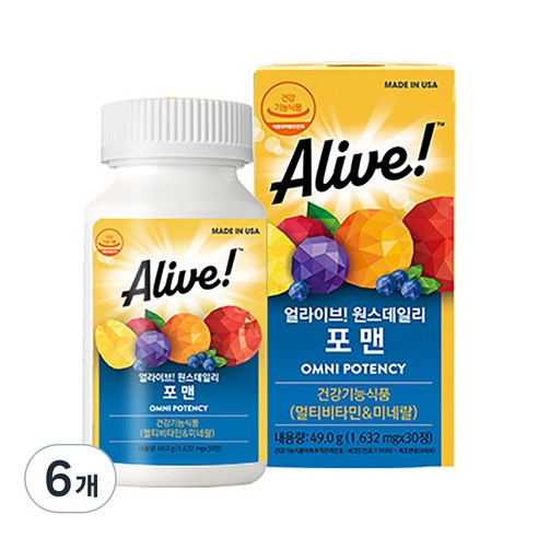얼라이브 원스데일리 포맨 멀티비타민, 30정, 6개