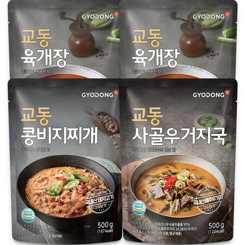 교동 육개장 500g x 2p + 콩비지찌개 500g + 사골우거지국 500g, 1세트