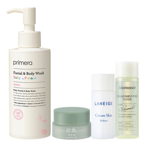 프리메라 베이비 페이셜&바디 워시 250ml + 아모레퍼시픽 기초케어 3종, 1세트