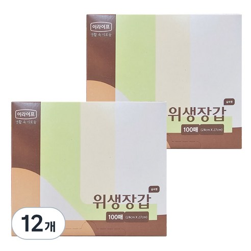 롯데이라이프 실속형 위생 비닐장갑, 100개, 12개