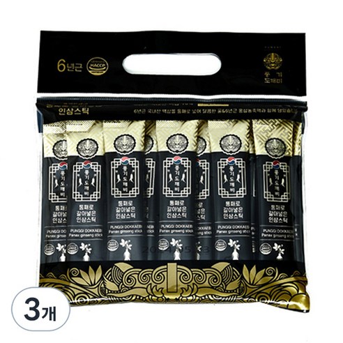 풍기도깨비 통째로 갈아넣은 6년근 인삼스틱, 200g, 3개