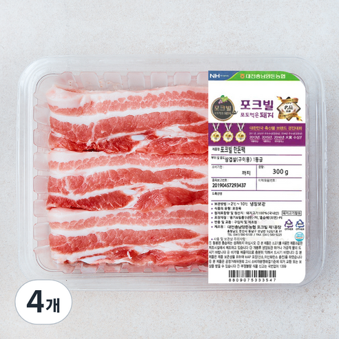 포크빌 농협 포도먹은 돼지 삼겹살 구이용 (냉장), 4개, 300g