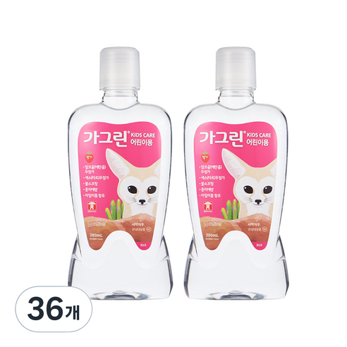 가그린 어린이용 구강세정제 딸기향 이미지 랜덤발송, 380ml, 36개