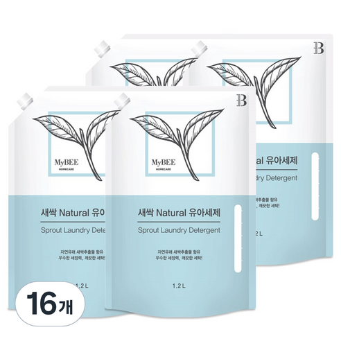마이비 새싹 내추럴 유아 세제 리필, 16개, 1200ml