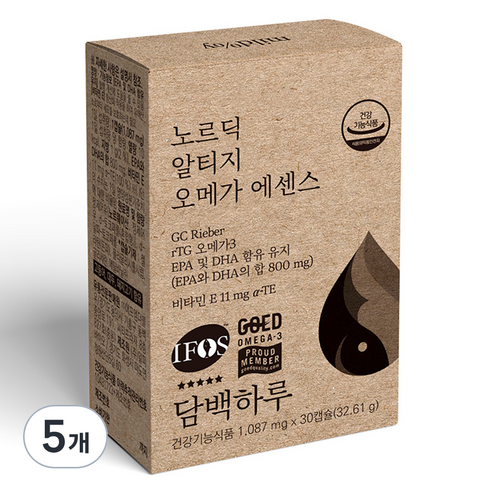 담백하루 노르딕 알티지 오메가 에센스 32.61g, 30정, 5개