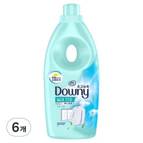 다우니 섬유유연제 실내건조 프레시 클린 자스민향, 1L, 6개