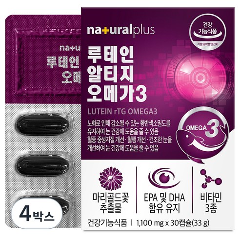 내츄럴플러스 루테인 알티지 오메가3, 4박스, 33g