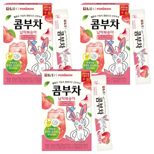 담터 포켓몬 납작복숭아 콤부차, 5g, 10개입, 3개