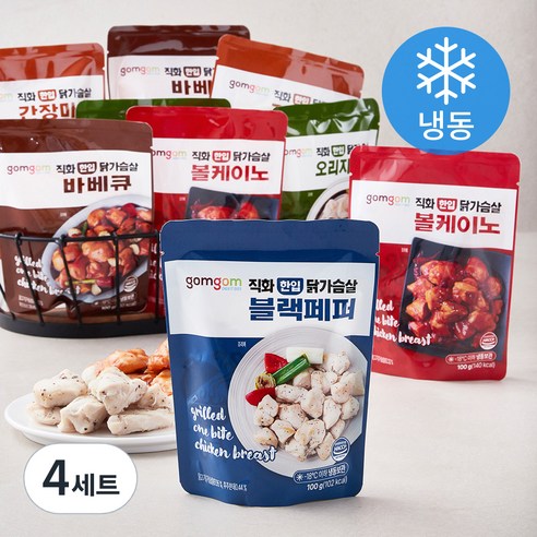 곰곰 직화 한입 닭가슴살 5종 세트 (냉동), 100g, 1개입, 20개