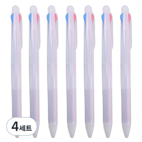 문구담 삼색펜 7p, 검정 + 파랑 + 빨강(삼색펜), 4세트