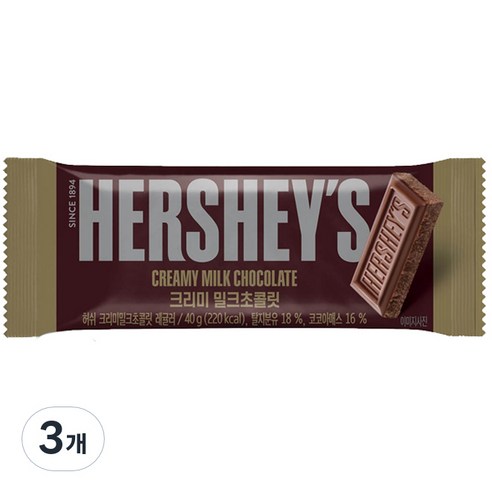 롯데제과 허쉬 크리미 밀크 초콜릿, 40g, 3개