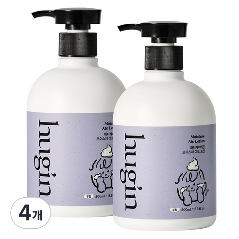 허긴 유아용 모이스처 아토 대용량 로션 무향, 500ml, 4개
