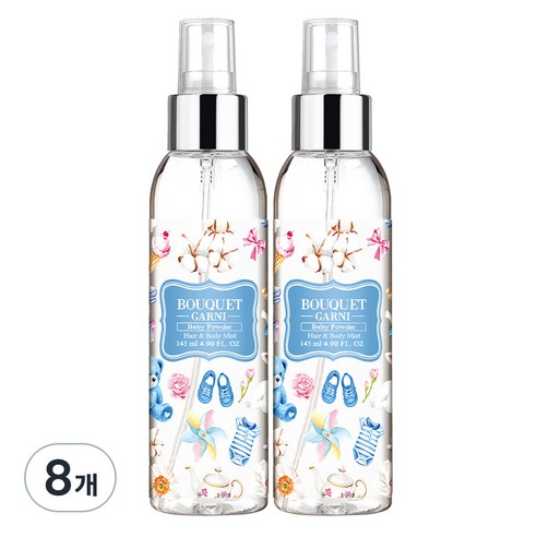 부케가르니 프래그런스드 헤어 앤 바디미스트 베이비파우더, 145ml, 8개