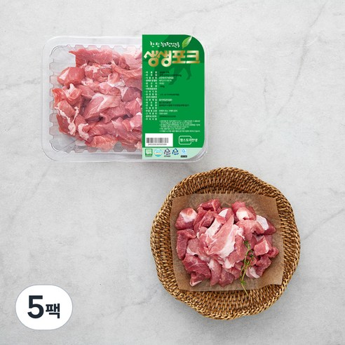 생생포크 한돈 무항생제 인증 앞다리 찌개 (냉장), 500g, 5팩