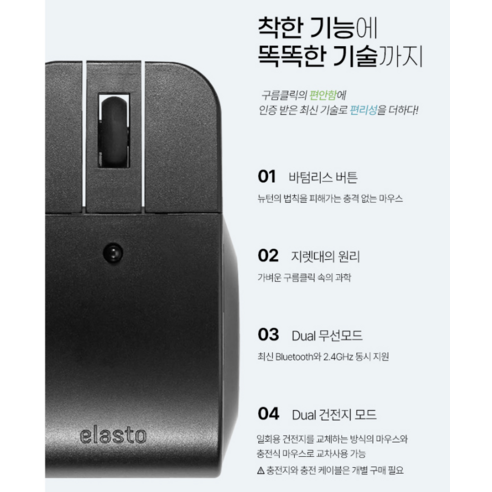 손목 건강과 효율적인 작업을 위한 최고의 선택, 이큐메딕 Elasto M4 무선 마우스
