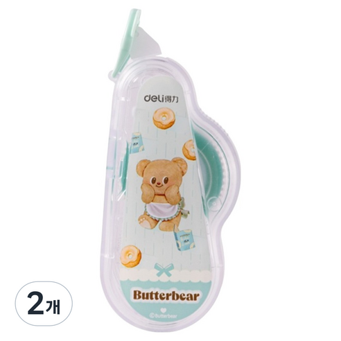 델리 버터베어 양면 풀테이프 6mm x 12m, 그린, 2개