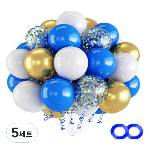 만들하비 컨페티 풍선 세트, 블루골드, 5세트