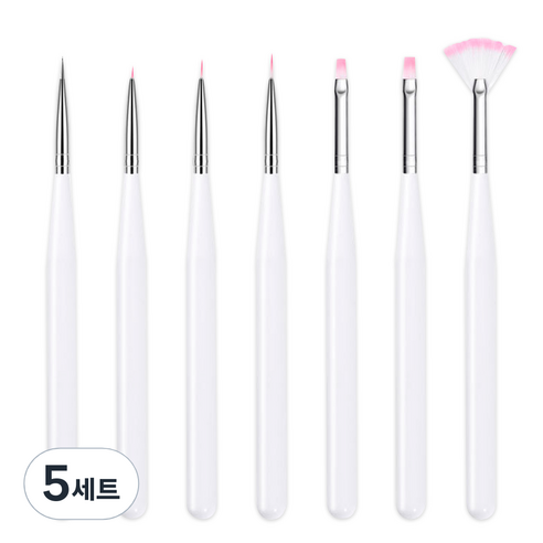 메이브라운 젤네일아트 네일브러쉬 7종 세트 MBN044, 화이트, 5세트