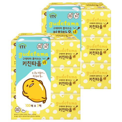 구데타마 뽑아쓰는 키친타올 톡톡 3겹, 100매, 6개