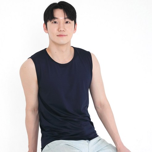에이원 남성용 다크솔리드 쿨론 스포츠 머슬런닝