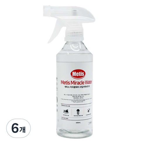Metis 미라클워터 과일 야채 세정제, 400ml, 6개
