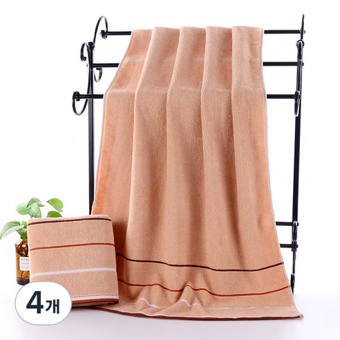 원이네 3단선 면 바스타월 350g 면사, 브라운, 4개