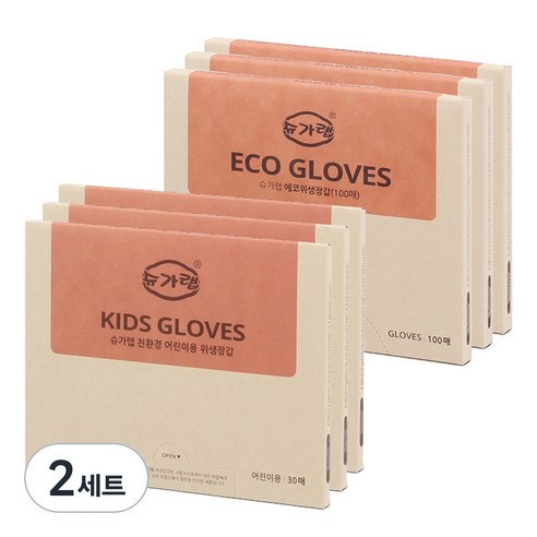 슈가랩 위생장갑 일반용 100p x 3개 + 어린이용 30p x 3개, 390개, 2세트