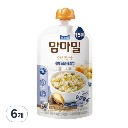 맘마밀 안심밥상 레토르트 이유식 140g, 전복 모듬채소진밥, 6개