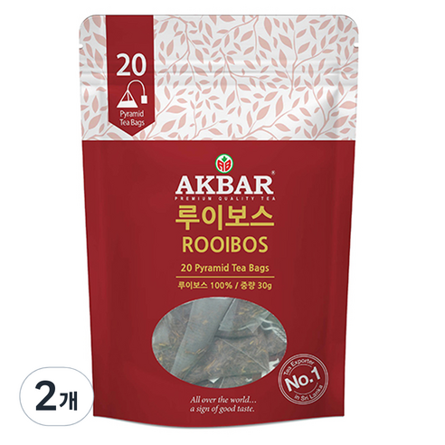 아크바 루이보스 허브티 피라밋 티백, 1.5g, 20개입, 2개