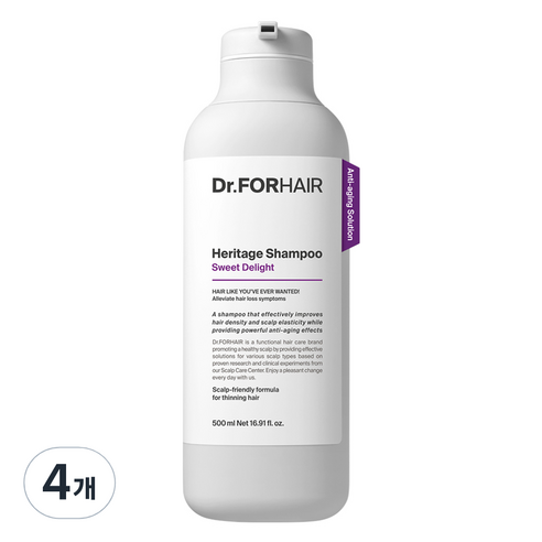 닥터포헤어 두피 안티에이징 헤리티지 샴푸 스위트 딜라이트향, 500ml, 4개