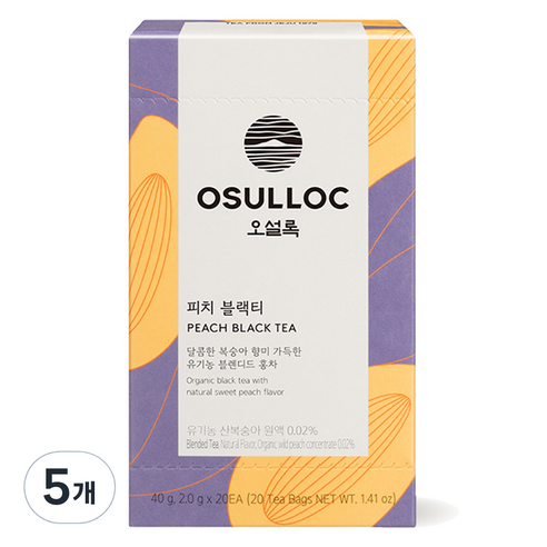 오설록 피치 블랙티 티백, 2g, 5개, 20개입