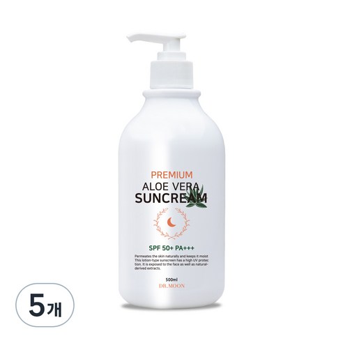 닥터문 프리미엄 대용량 알로에베라 선크림 SPF50+ PA+++, 500ml, 5개