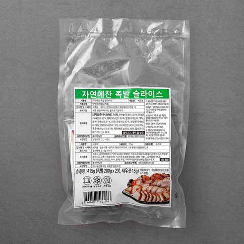 자연에찬 족발 슬라이스, 415g, 1개