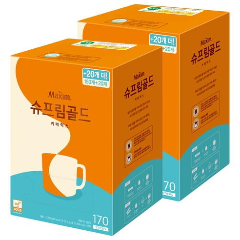 맥심 슈프림 골드 커피믹스, 13.5g, 170개입, 2개