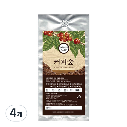 커피숲 EXPRESS GOLD 분쇄 커피, 프렌치프레소, 200g, 4개
