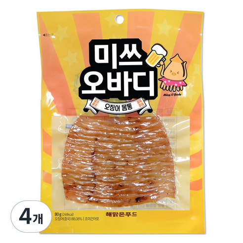 해맑은푸드 미쓰오바디 오징어, 4개, 80g